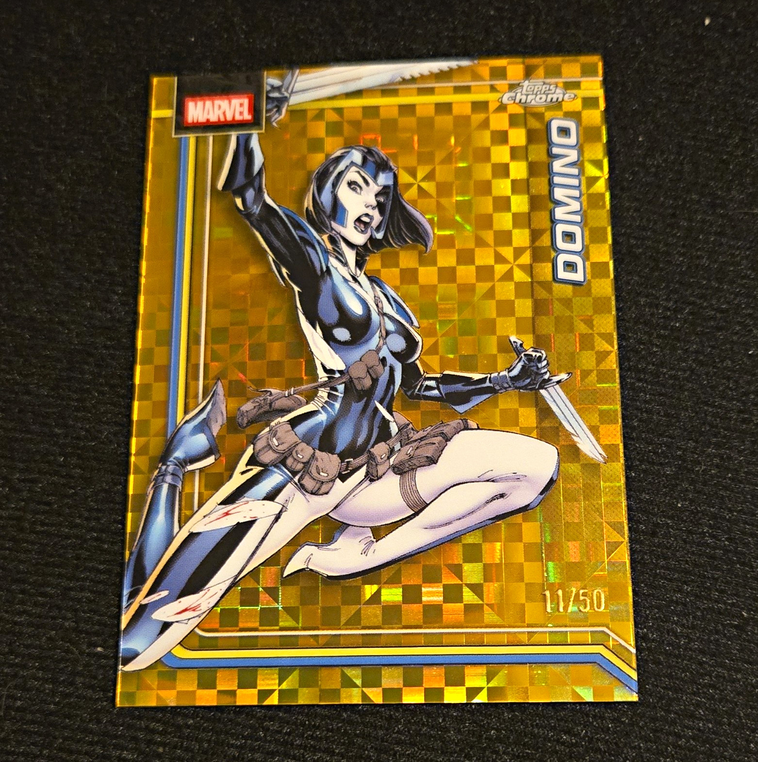 Topps 2026 Topps Chrome Marvel Domino #030 Gold X-Fractor Serial #11/50 Card Topps 2026 Topps Chrome Marvel Domino #030 Gold X-Fractor Serial #11/50 Card