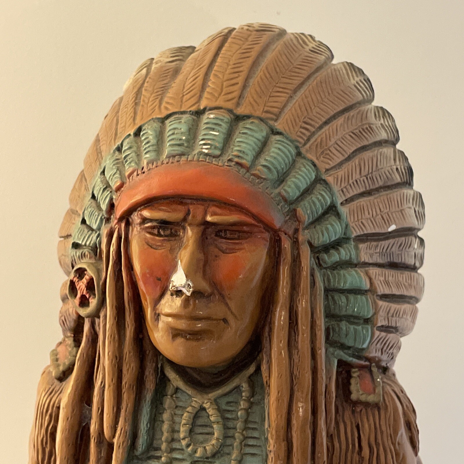 Vintage 1969 Progressive Art Products Native American Chief Chalkware Statue 22\