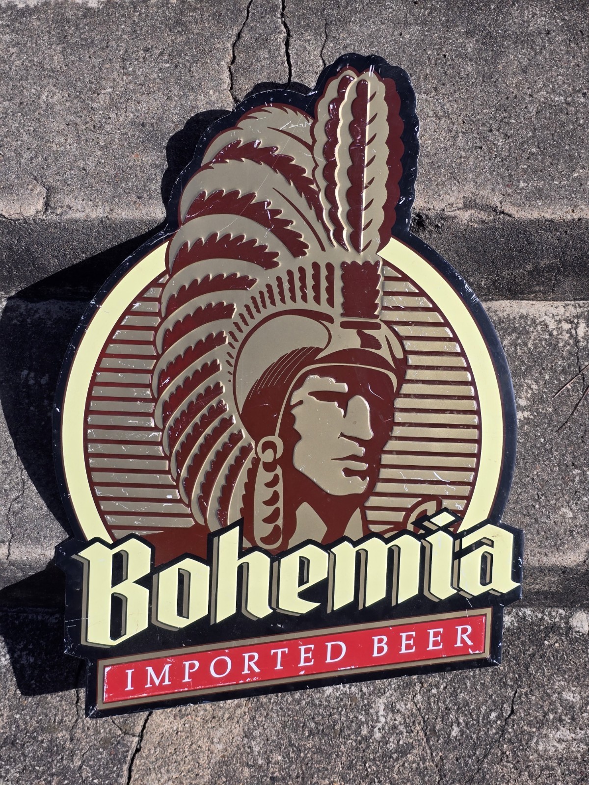 Vintage Bohemia Imported Beer Metal Embossed Sign Vintage Bohemia Imported Beer Metal Embossed Sign