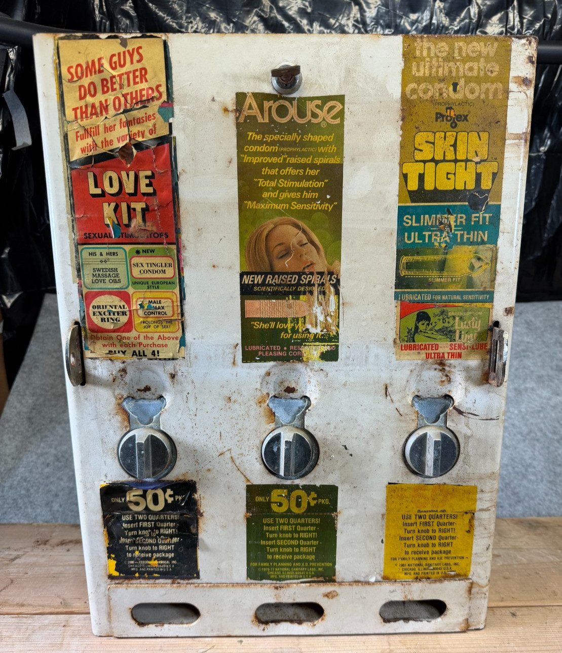 Vtg 1980's 3 Row Condoms Vending Machine, Novelty Collector’s Advertising Vtg 1980's 3 Row Condoms Vending Machine, Novelty Collector’s Advertising