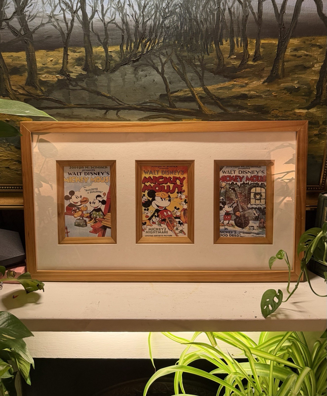 Premium Wood Framed Mickey Mouse Art Trio - Vintage 1930s Disney Prints Premium Wood Framed Mickey Mouse Art Trio - Vintage 1930s Disney Prints