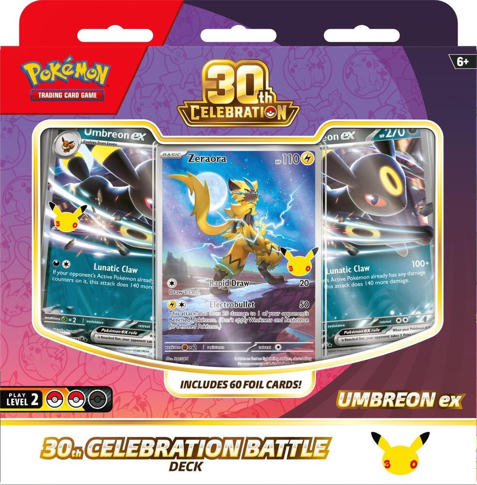 Pokemon English 30th Celebration Battle Deck Umbreon ex Promo Factory Sealed Pokemon English 30th Celebration Battle Deck Umbreon ex Promo Factory Sealed