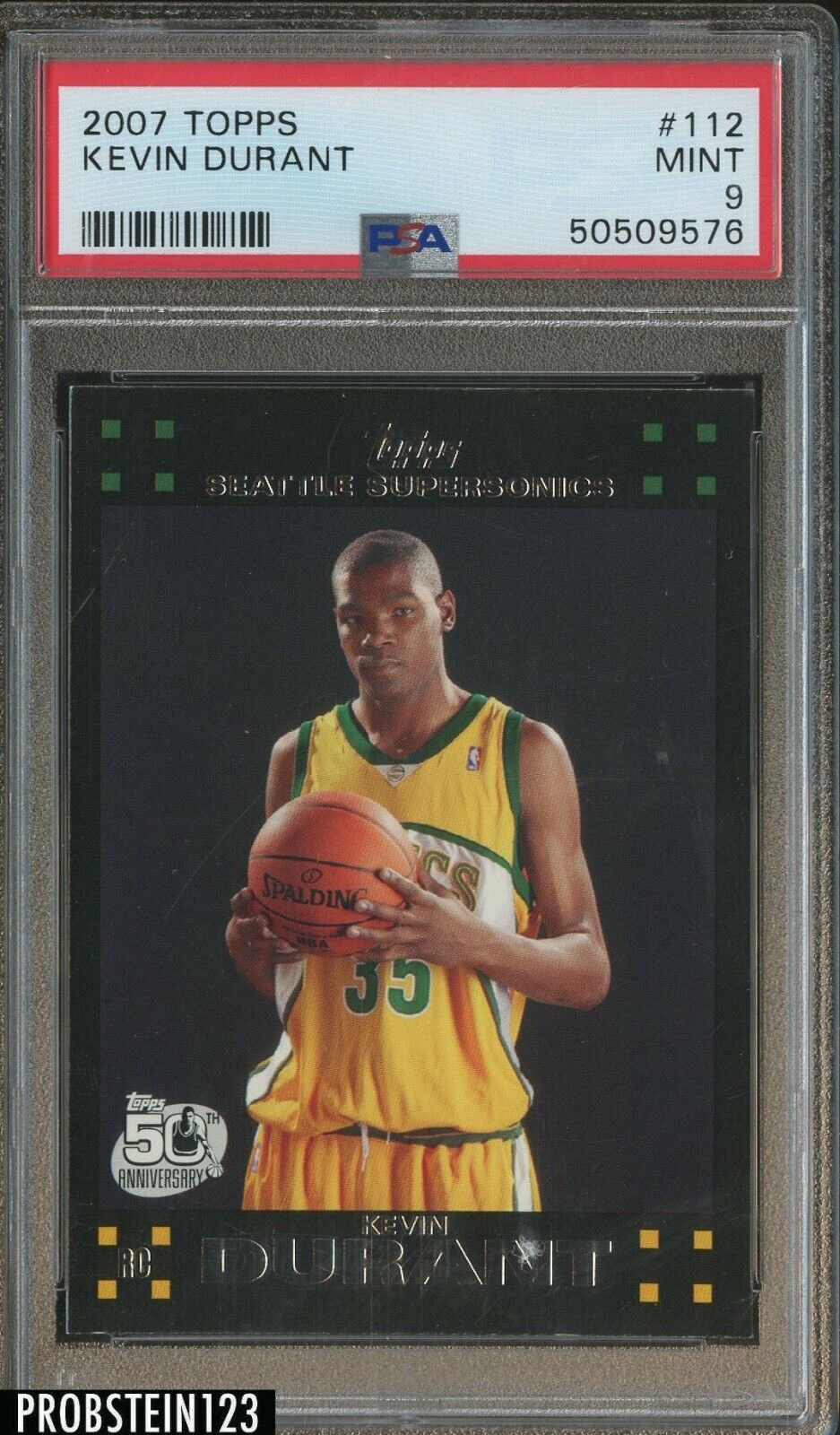 2007-08 Topps #112 Kevin Durant Seattle Supersonics RC Rookie PSA 9 MINT