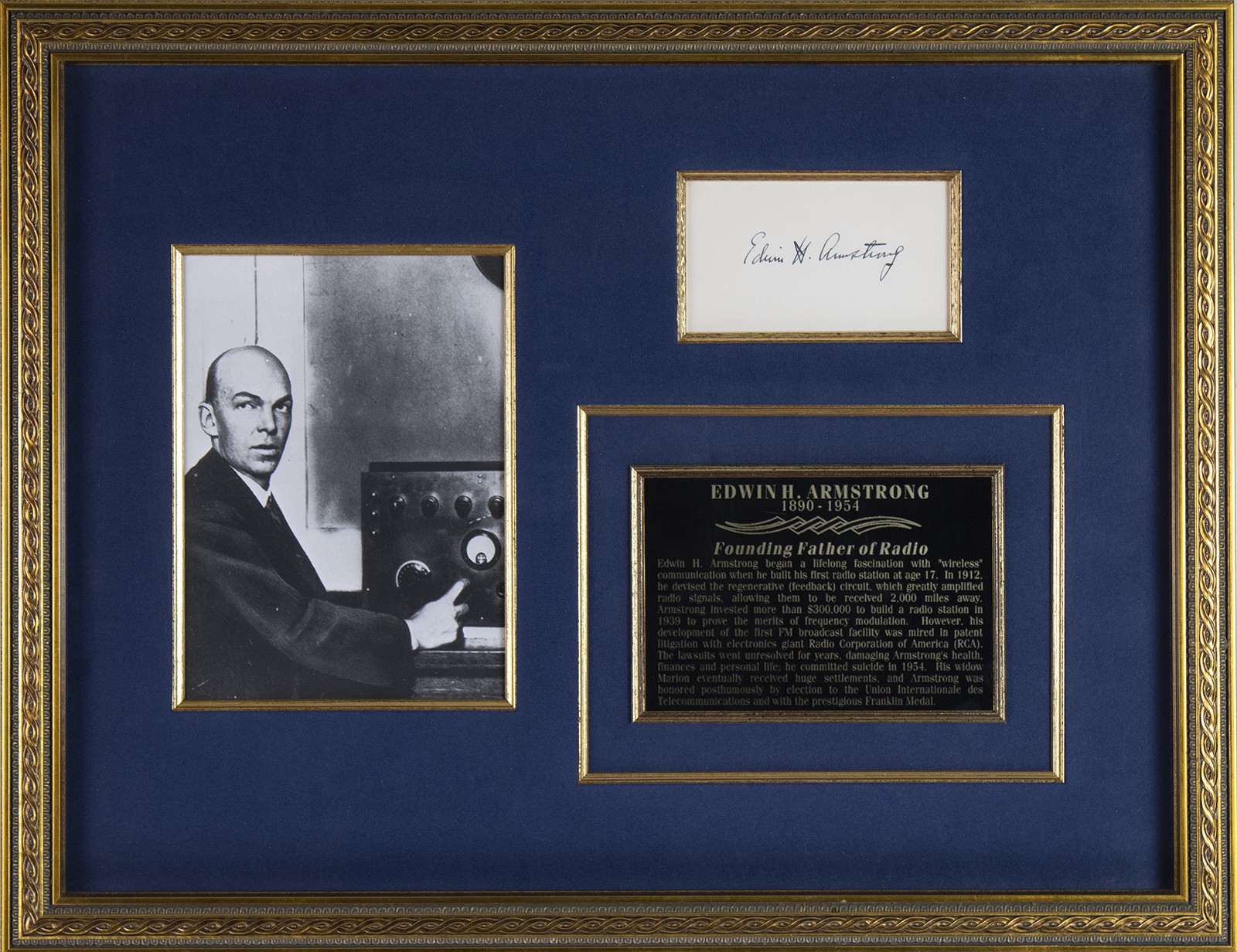 EDWIN H. ARMSTRONG - CARD SIGNED