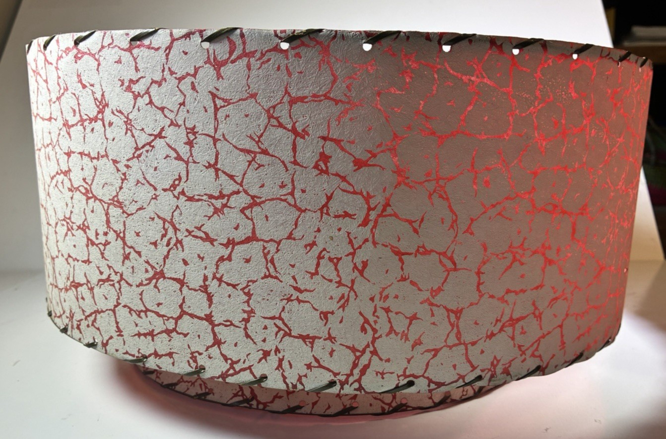 Vtg Mid Century Modern Fiberglass Drum Lamp Shade TEXTURED 16x8” MCM