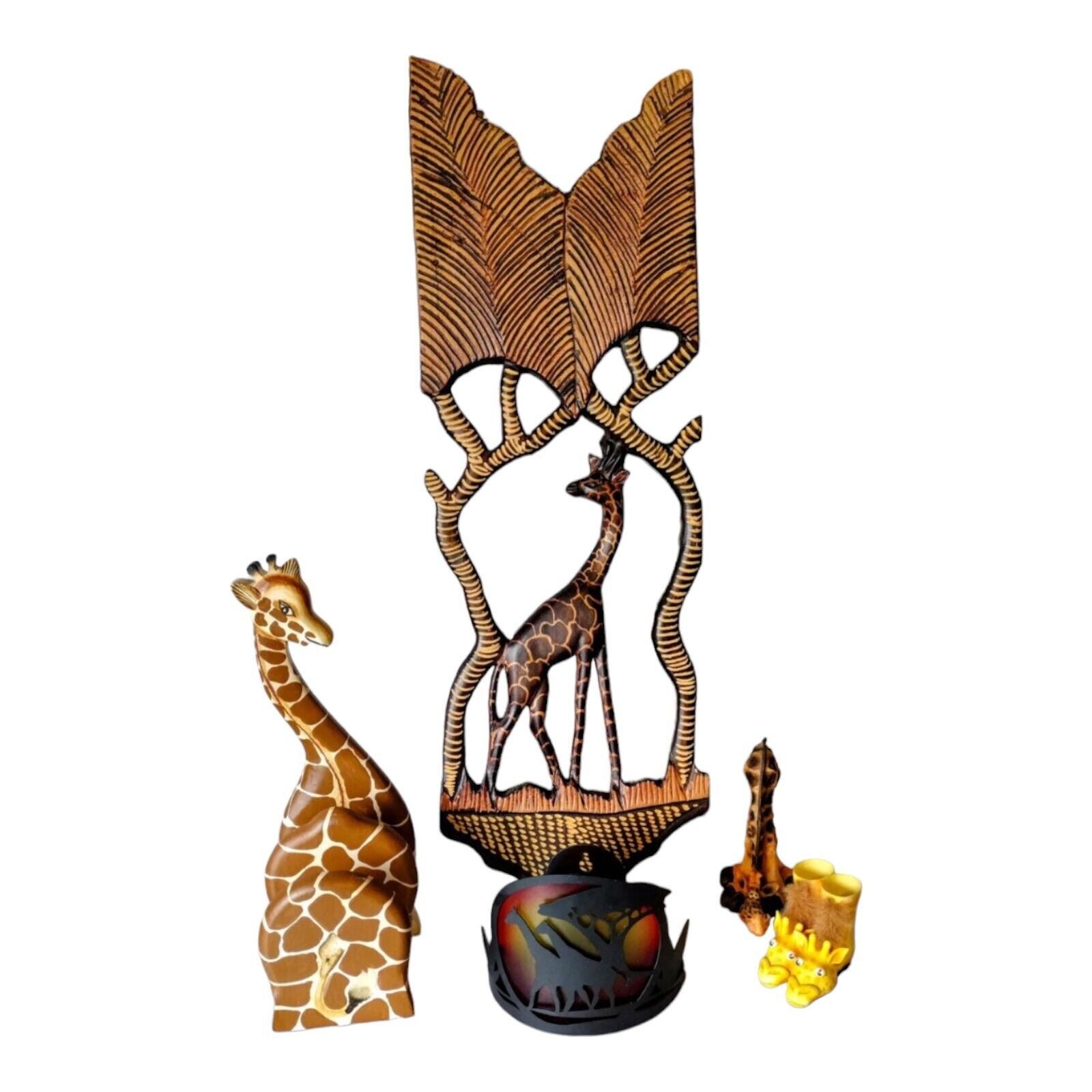 Giraffe Decor African Safari Set Of Five Vintage Rares