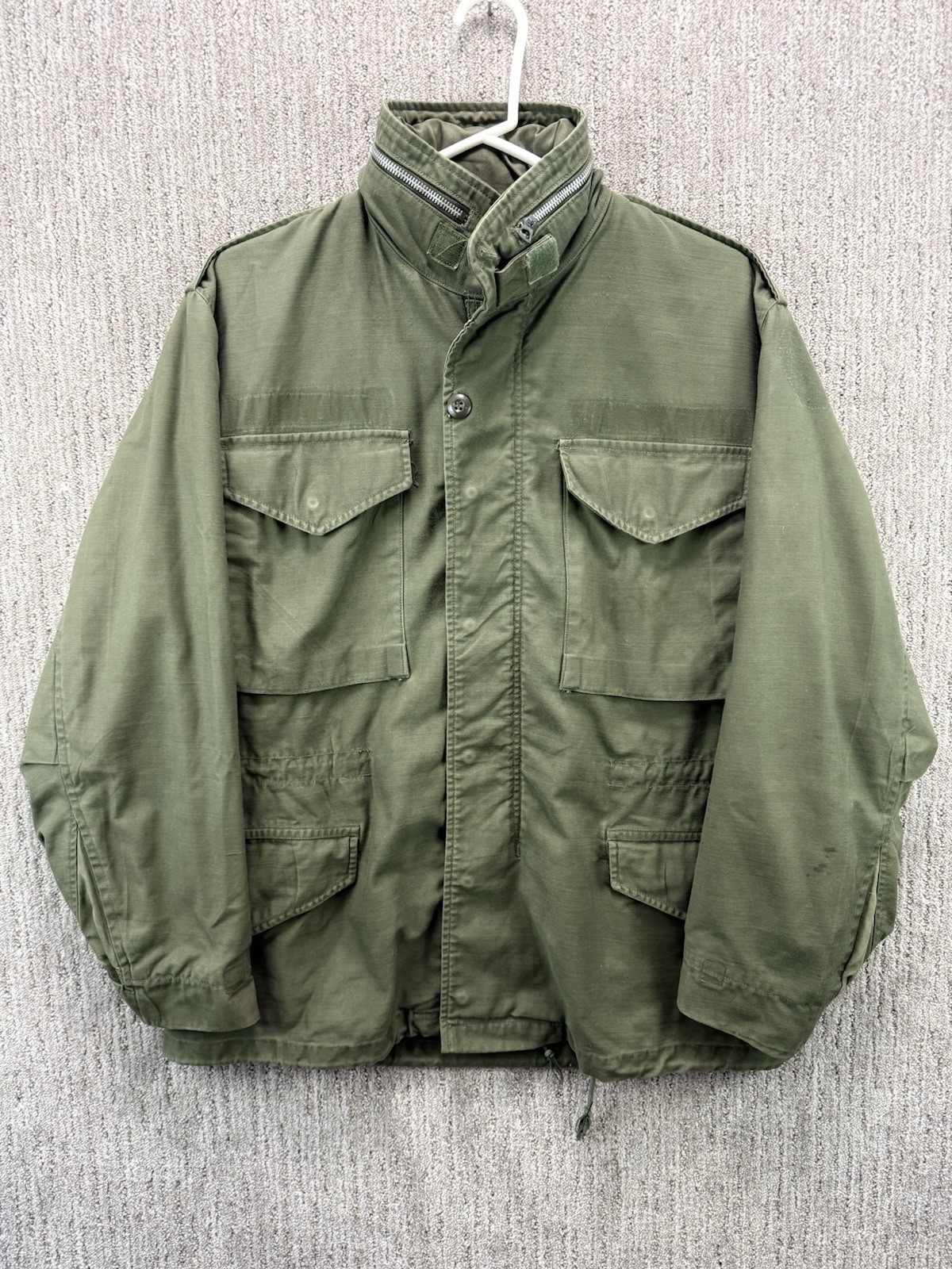 Vintage 60s U.S. Army M-65 Field Jacket Small Regular Olive Vietnam Silver Zip