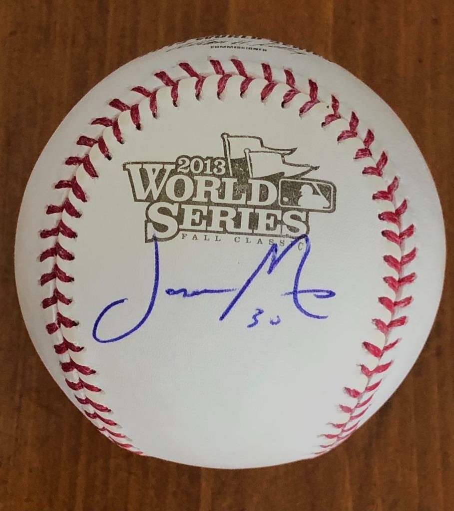 JASON MOTTE Signed 2013 World Series Baseball PSA/DNA W42774