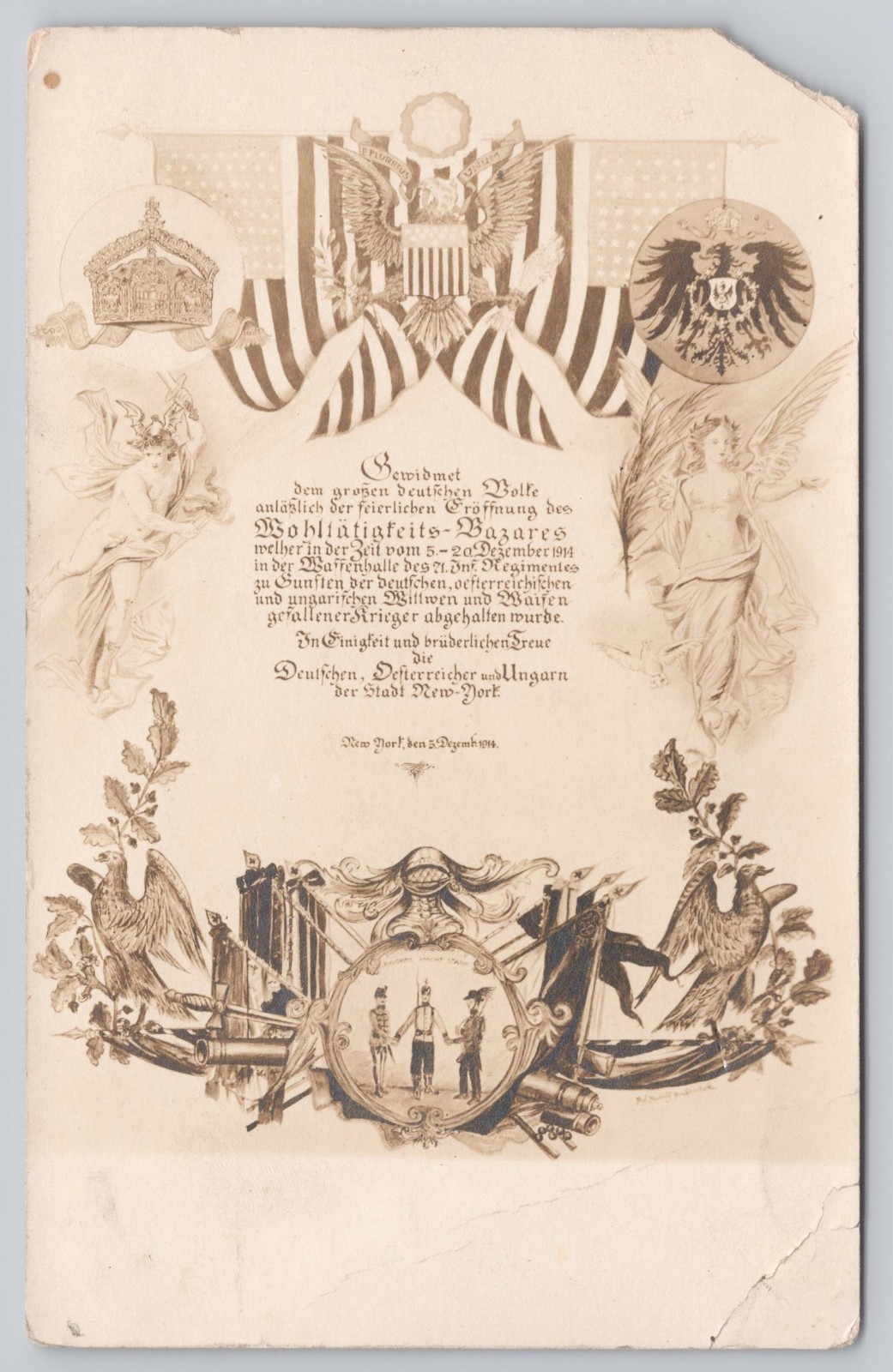 New York New York Patriotic Certificate German Relief RPPC Real Photo Postcard New York New York Patriotic Certificate German Relief RPPC Real Photo Postcard