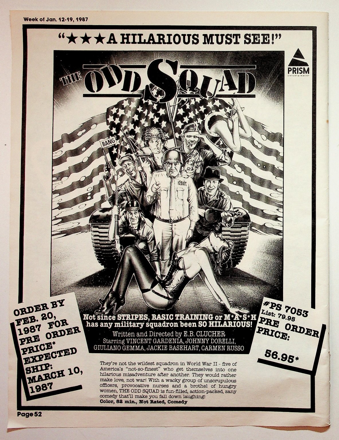 Prism The Odd Squad VHS Movie Ad Vintage Magazine Print B&W 1987 Comedy Prism The Odd Squad VHS Movie Ad Vintage Magazine Print B&W 1987 Comedy
