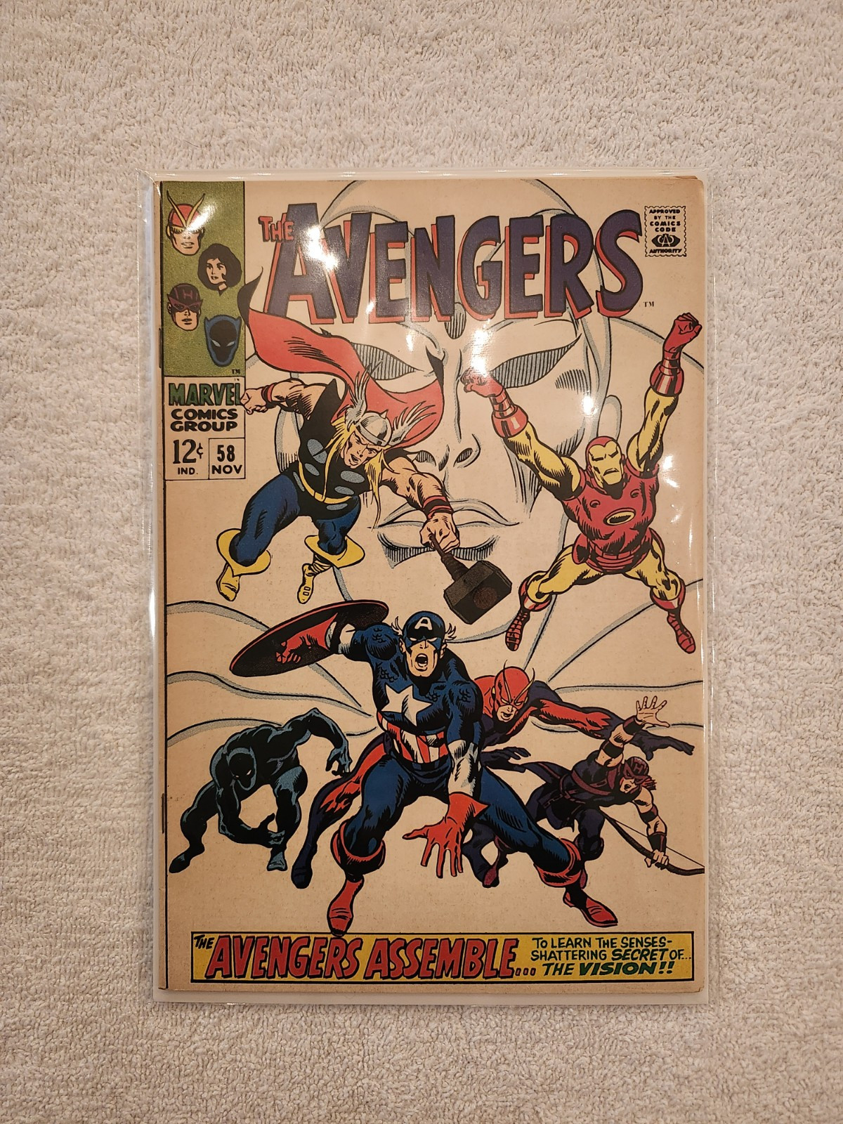 Avengers #58 Marvel Comic Book 1968 Origin Of Vision Avengers #58 Marvel Comic Book 1968 Origin Of Vision