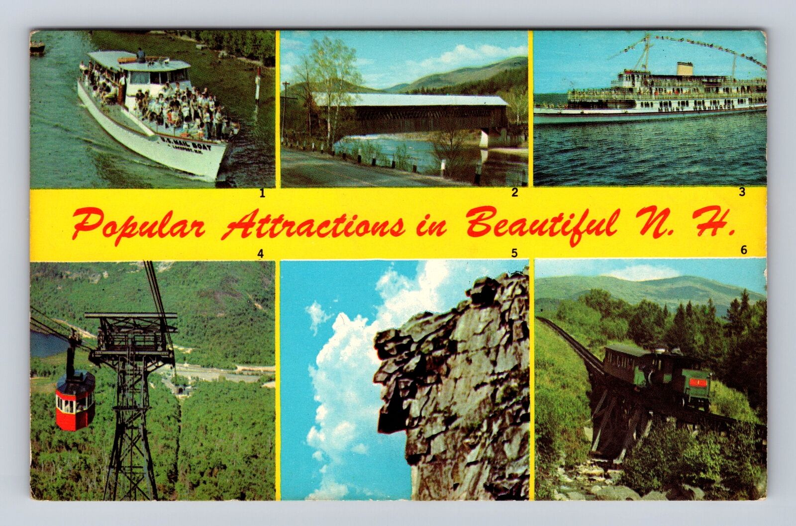 NH-New Hampshire, Attractions In New Hampshire, Antique, Vintage Postcard