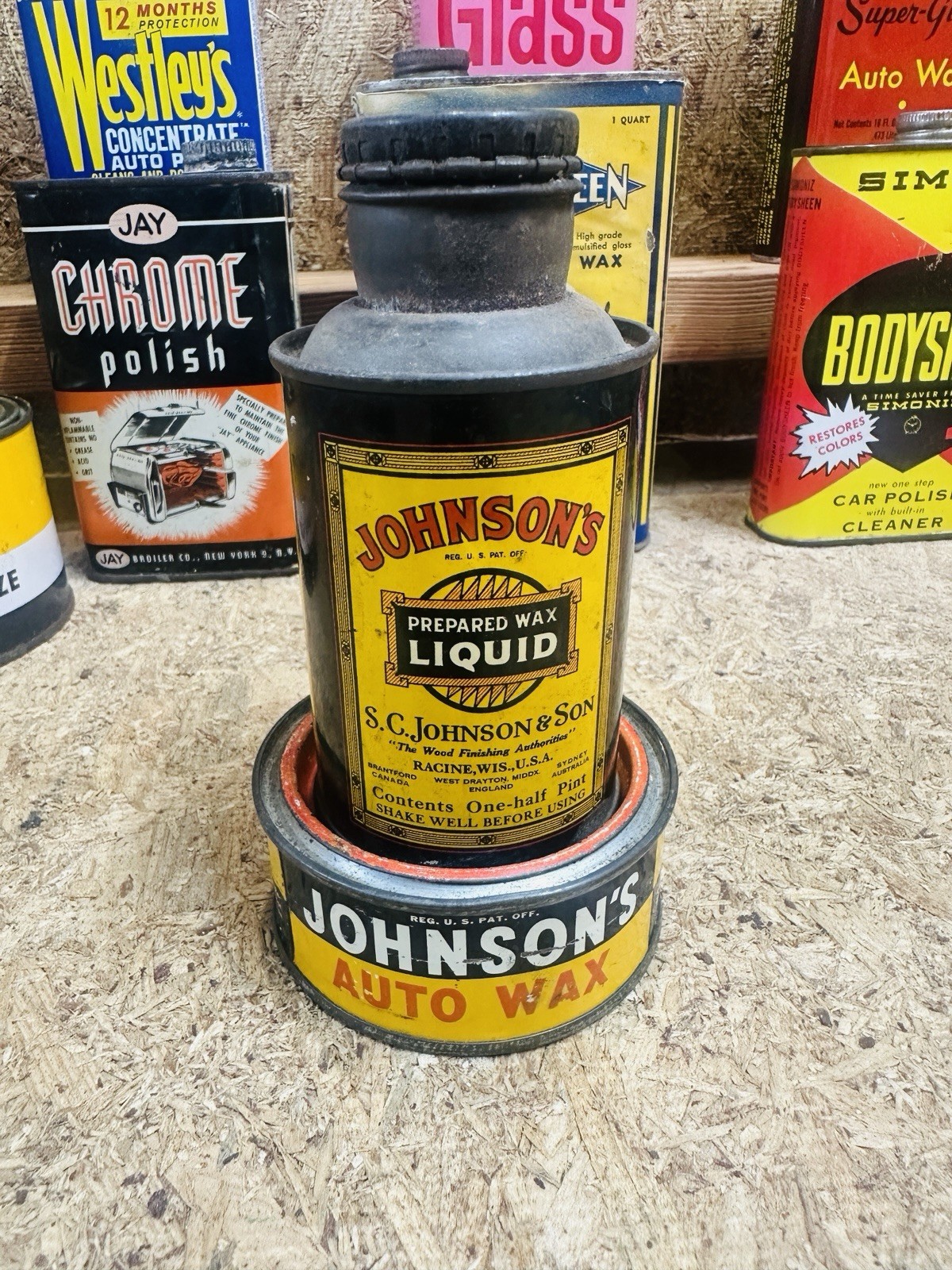 Vintage Johnson’s Wax Cans Lot Of 2