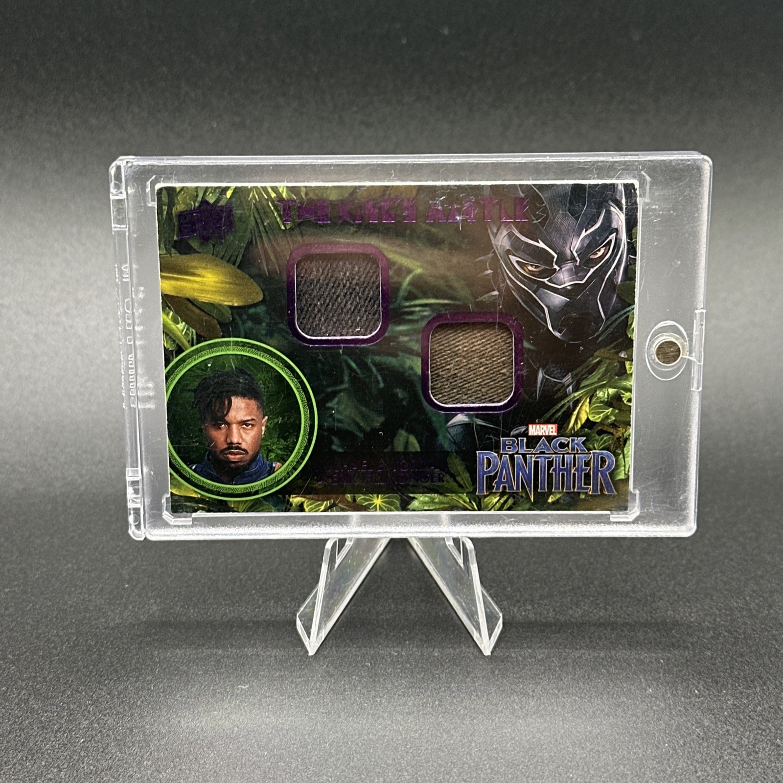 2018 UD Marvel Black Panther costume card KM-KI Erik Killmonger SP Trading Card 2018 UD Marvel Black Panther costume card KM-KI Erik Killmonger SP Trading Card