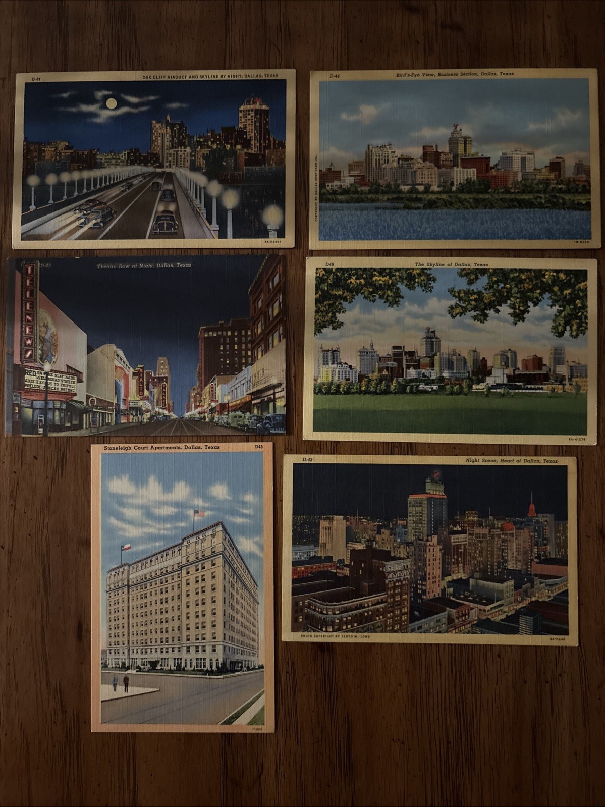 LOT OF 6 Series D POSTCARDS Dallas Texas Scenic Cards LOT OF 6 Series D POSTCARDS Dallas Texas Scenic Cards