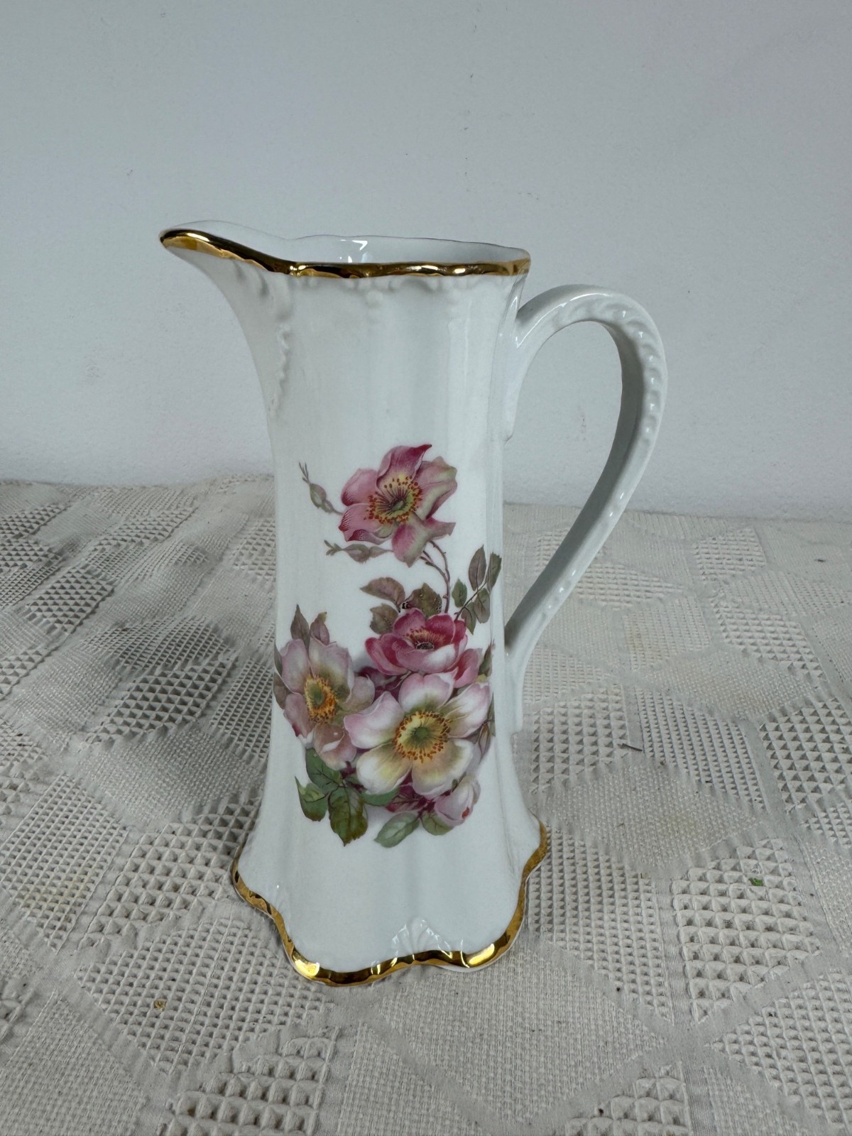 Vintage Gerold Porzellan Bavarian Floral Gold Porcelain Pitcher Western Germany Vintage Gerold Porzellan Bavarian Floral Gold Porcelain Pitcher Western Germany