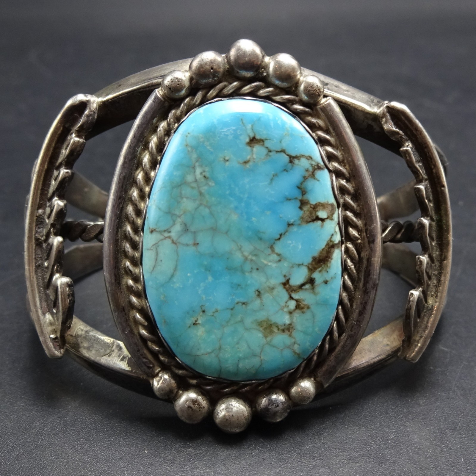 Classic Old 1960s BLUE TURQUOISE Sterling Silver Cuff BRACELET Vintage PAWN Classic Old 1960s BLUE TURQUOISE Sterling Silver Cuff BRACELET Vintage PAWN