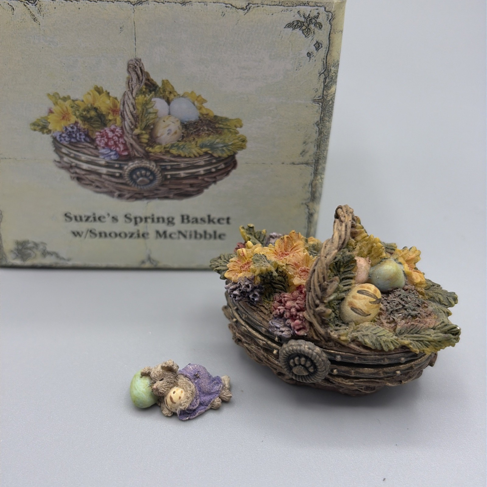 Boyds Bears Treasure Box Suzie's Spring Basket with Snoozie McNibble Ltd Edition