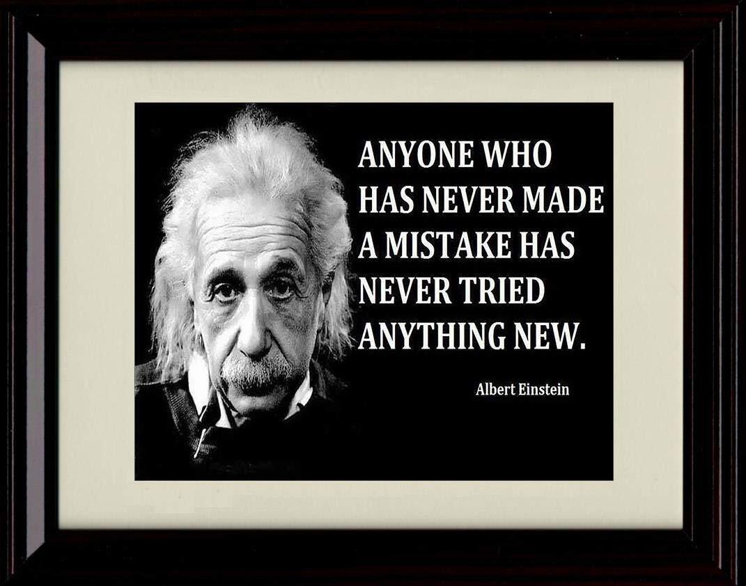 8x10 Framed Albert Einstein Quote - Making Mistakes