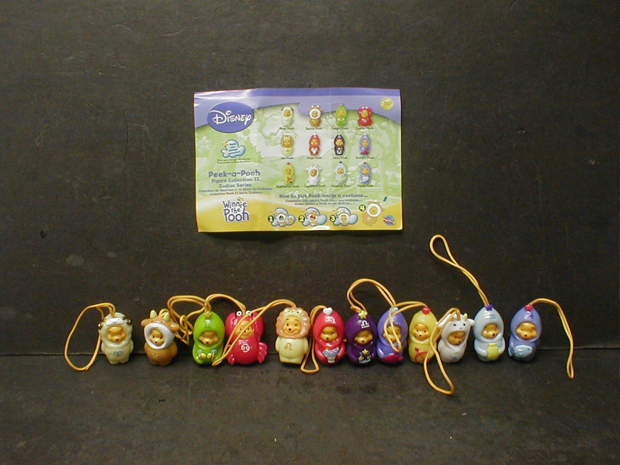 NOS DISNEY WINNIE the POOH PEEK-A-POOH ZODIAC SERIES #11 COMPLETE SET 12 CHARMS NOS DISNEY WINNIE the POOH PEEK-A-POOH ZODIAC SERIES #11 COMPLETE SET 12 CHARMS