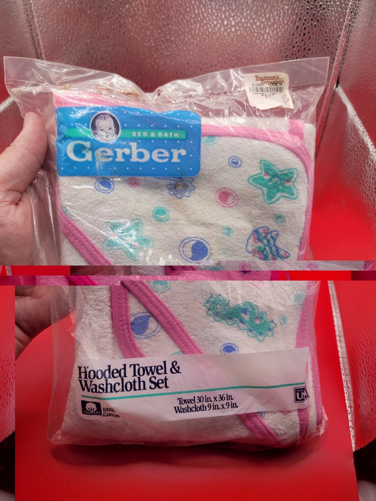 Vintage 1993 GERBER Hooded Baby Bath Towel & Washcloth Set Bunny Rabbits NIP NOS Vintage 1993 GERBER Hooded Baby Bath Towel & Washcloth Set Bunny Rabbits NIP NOS