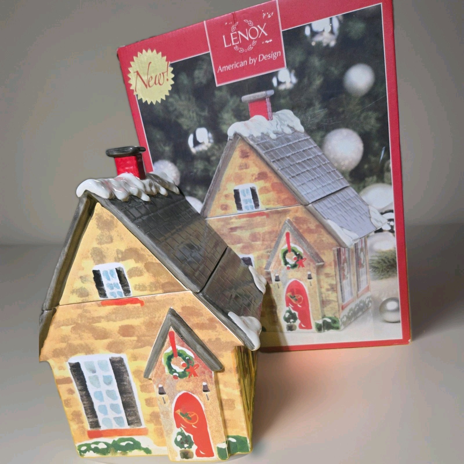 Lenox Home for the Holidays Ceramic Cookie Jar American by Design 831725 w box Lenox Home for the Holidays Ceramic Cookie Jar American by Design 831725 w box