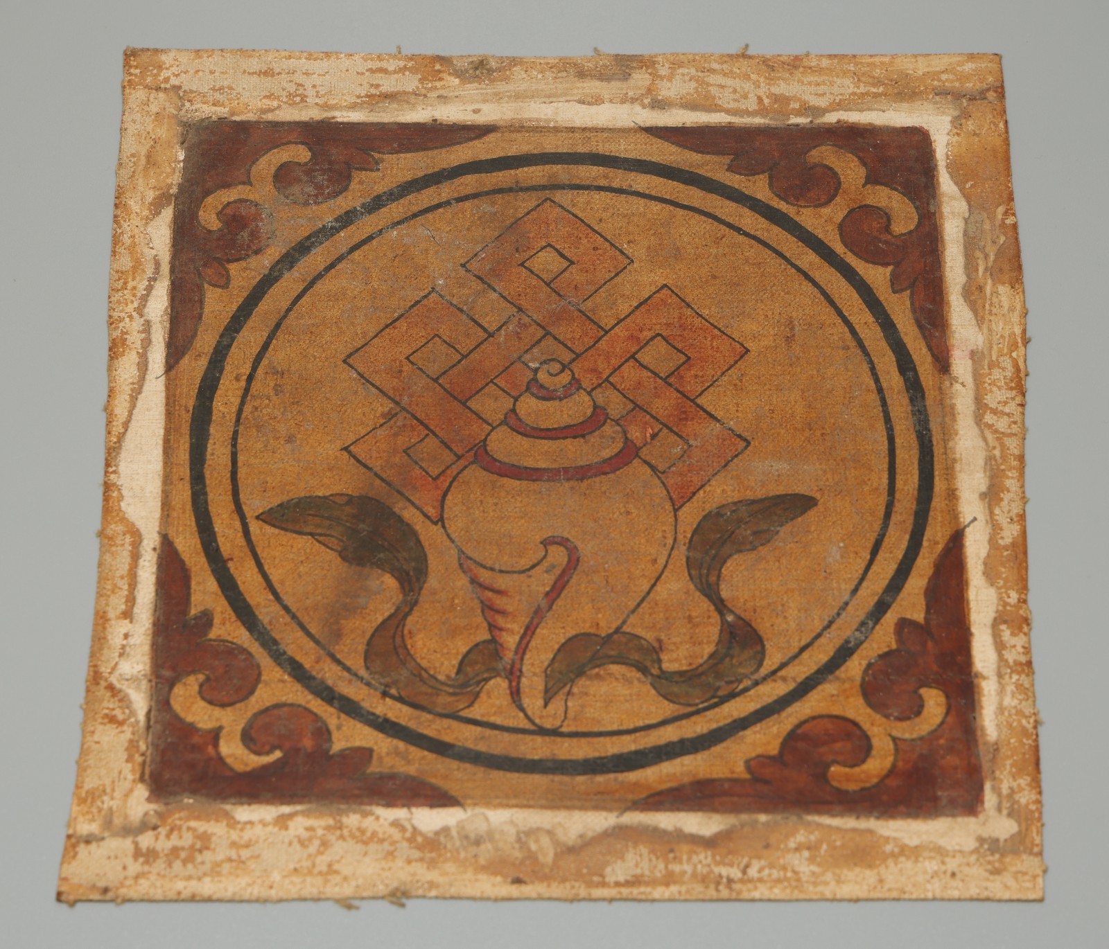 Real Rare Nice Tibet 19th Century Old Antique Buddhist Thangka Shrivatsa Shankha Real Rare Nice Tibet 19th Century Old Antique Buddhist Thangka Shrivatsa Shankha
