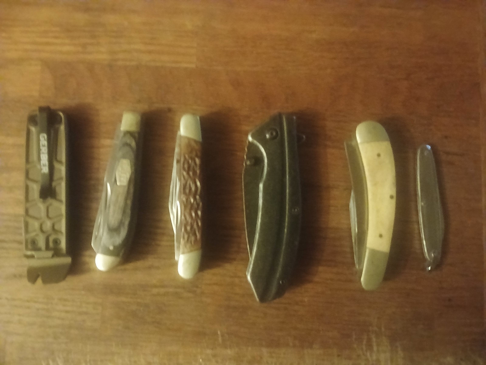 lot 6 manual folding knives gerber slim pry, old timer, solingen bear hunter etc lot 6 manual folding knives gerber slim pry, old timer, solingen bear hunter etc