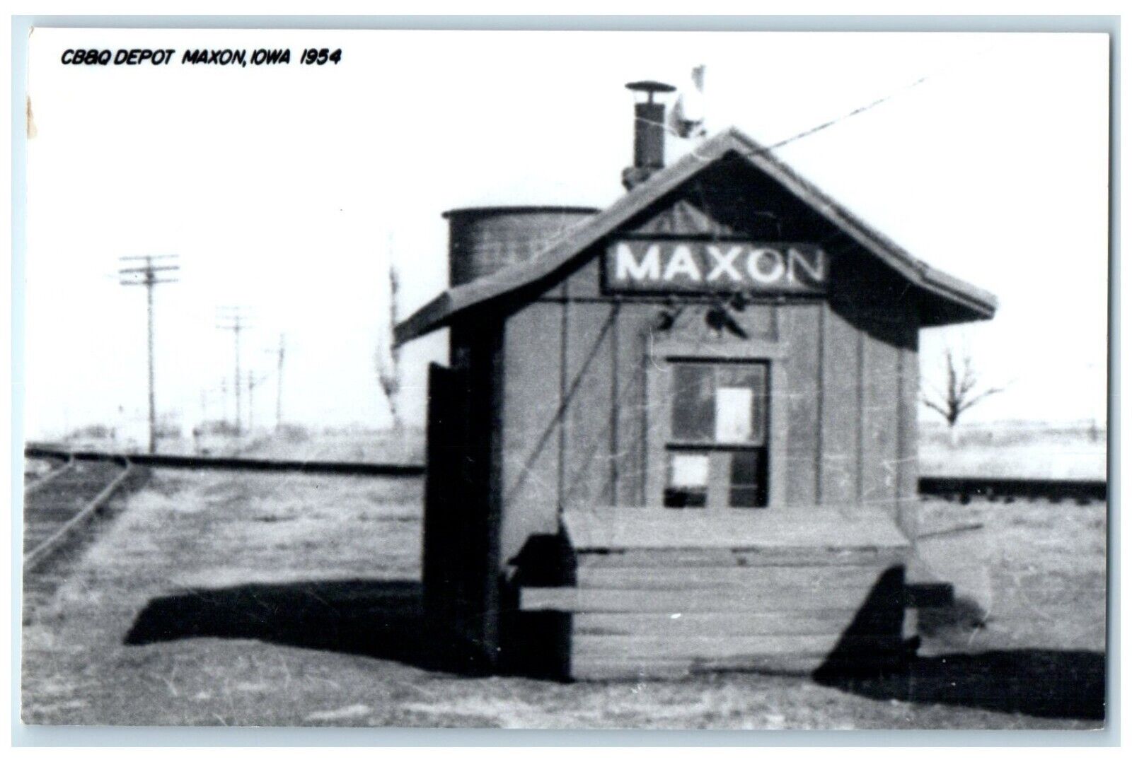 c1954 CB&Q Depot Maxon Iowa IA Railroad Train Depot Station RPPC Photo Postcard