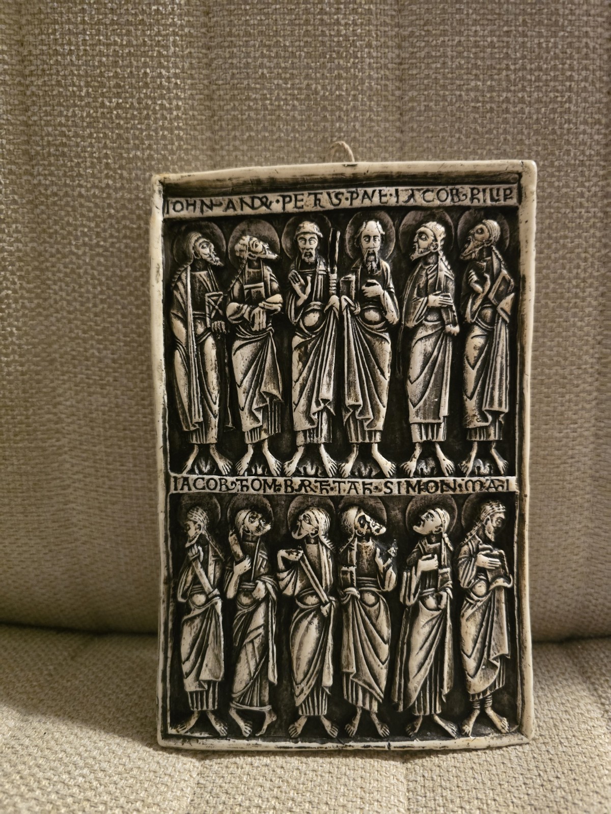 Gorgeous Vintage Wax Tablet Tableaux Icon Style Christ Apostles HTF Collector  