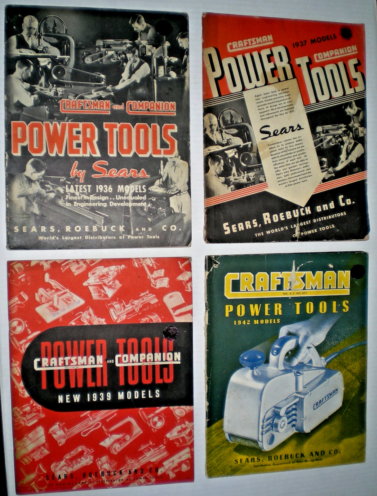 Craftsman Power Tools Catalog Lot 1936, 1937, 1939, 1942 ~Sears Roebuck Original Craftsman Power Tools Catalog Lot 1936, 1937, 1939, 1942 ~Sears Roebuck Original