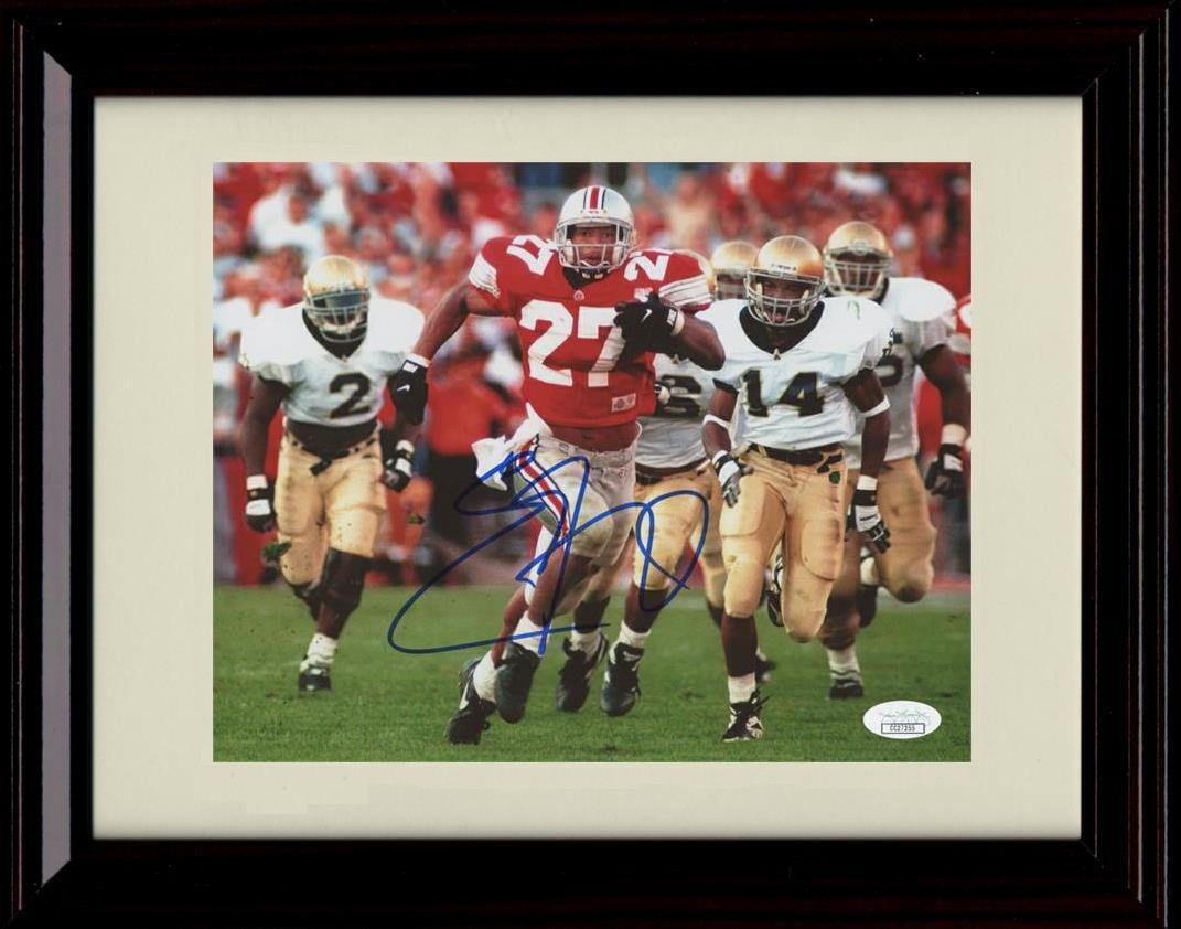 Framed 8x10 Eddie George Autograph Promo Print - Ohio State- Running Away With