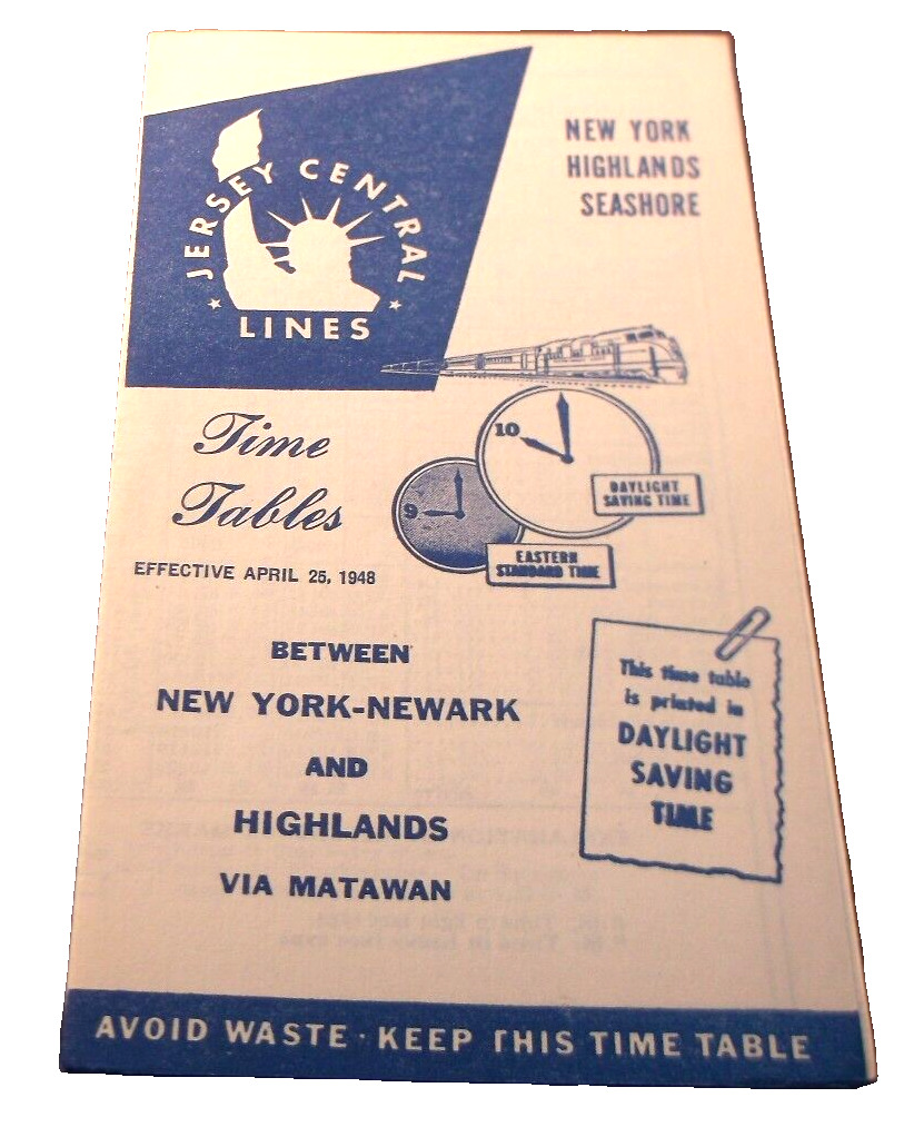 APRIL 1948 CNJ JERSEY CENTRAL ATLANTIC HIGHLANDS, NJ PUBLIC TIMETABLE