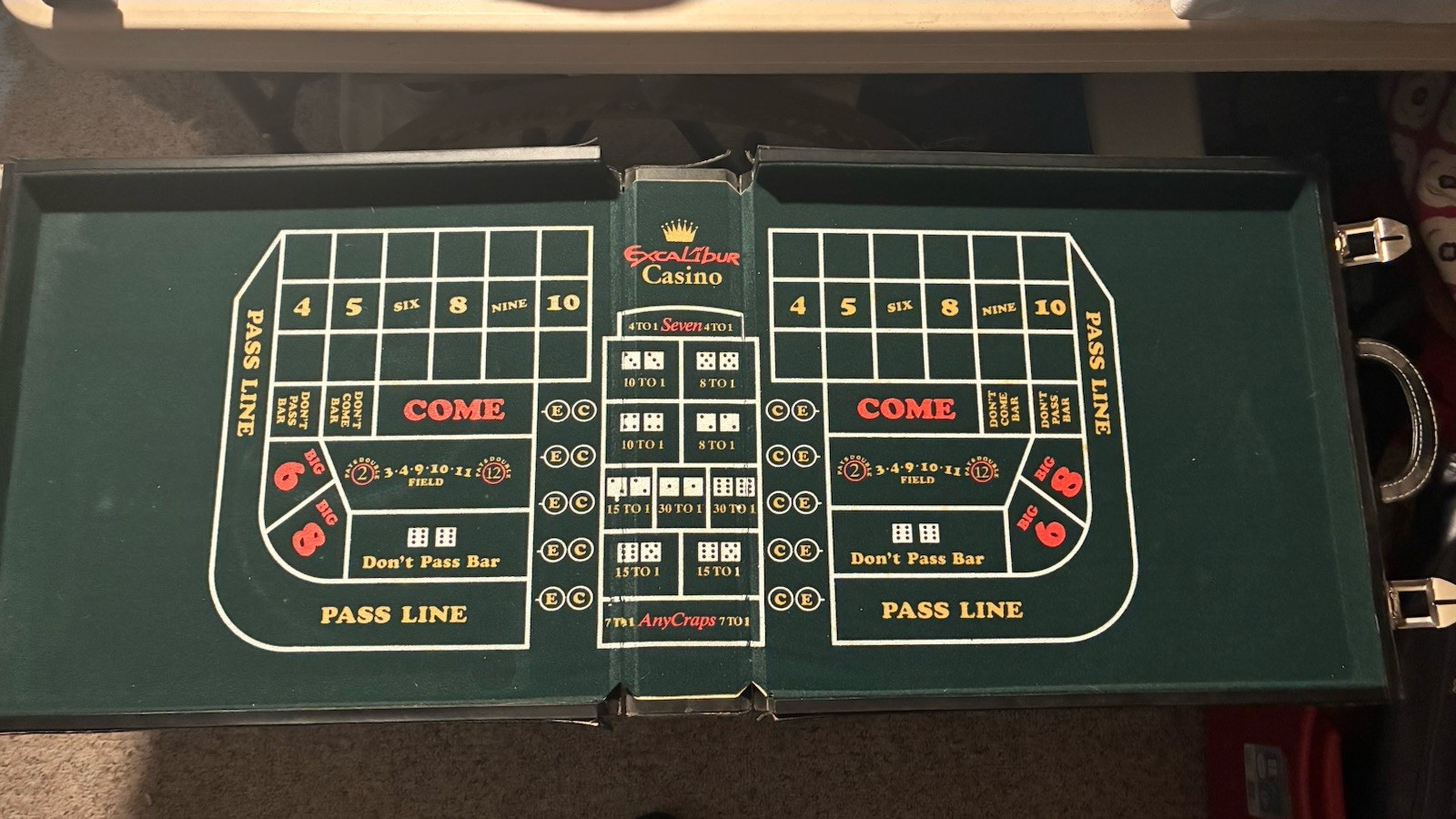 Vintage Excalibur Casino Craps, Black Jack & Roulette set with leather case Vintage Excalibur Casino Craps, Black Jack & Roulette set with leather case