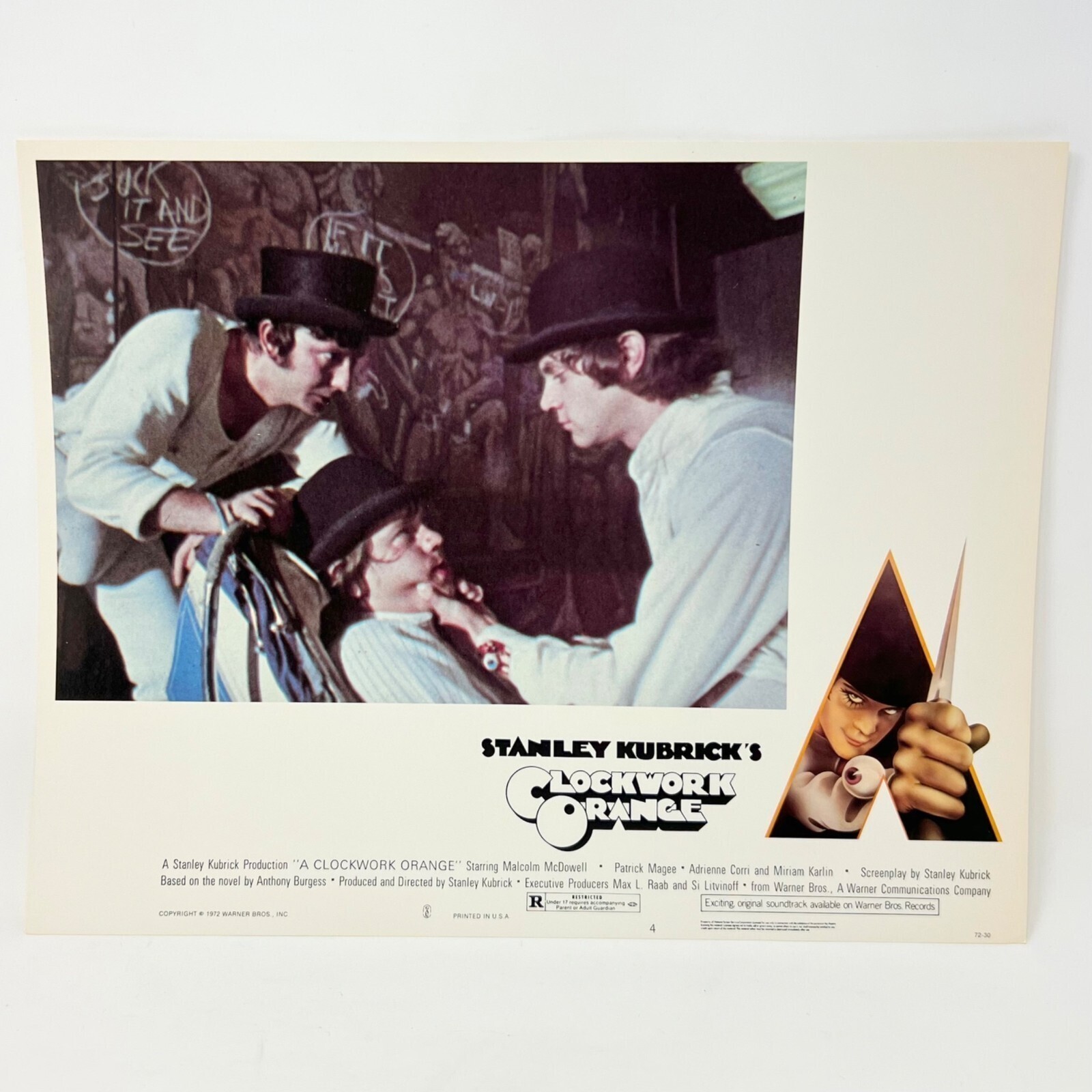 1972 Stanley Kubricks Clockwork Orange Horror Lobby Card Movie Posters No.4 1972 Stanley Kubricks Clockwork Orange Horror Lobby Card Movie Posters No.4