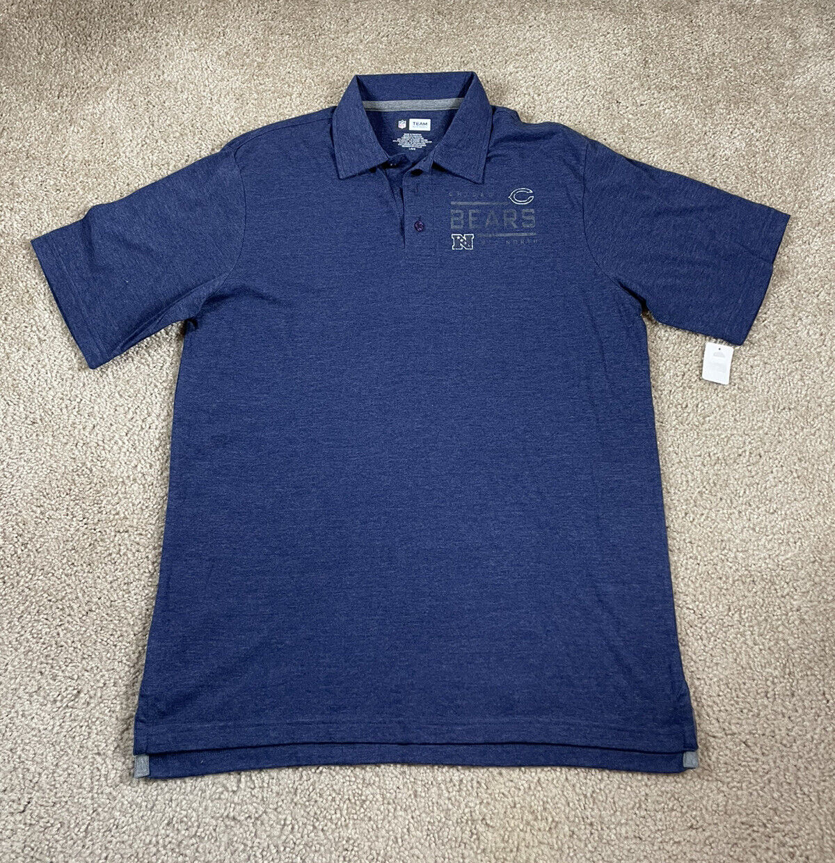 Chicago Bears Polo Shirt NFL Official Team Apparel Cotton Blue Men Large L NWT