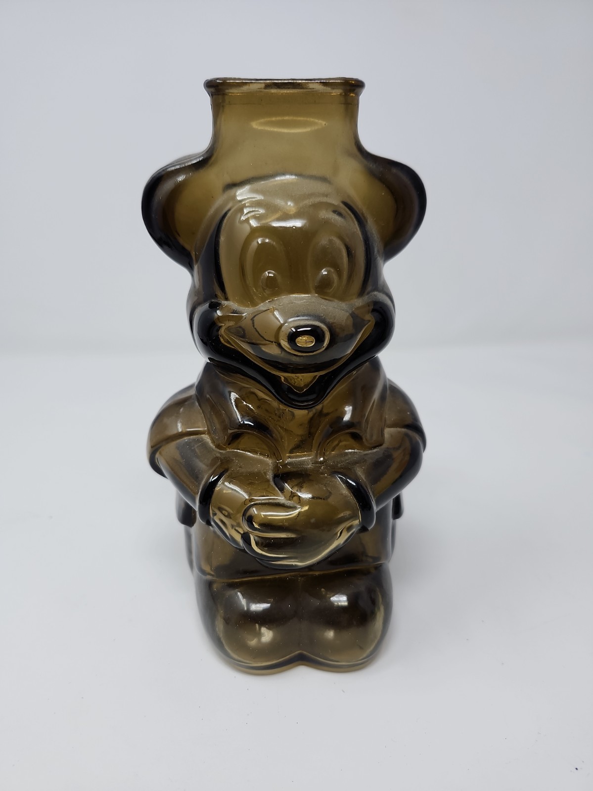 Vintage 70s Mickey Mouse Club Walt Disney Amber Brown Glass Piggy Coin Bank 7\ Vintage 70s Mickey Mouse Club Walt Disney Amber Brown Glass Piggy Coin Bank 7\