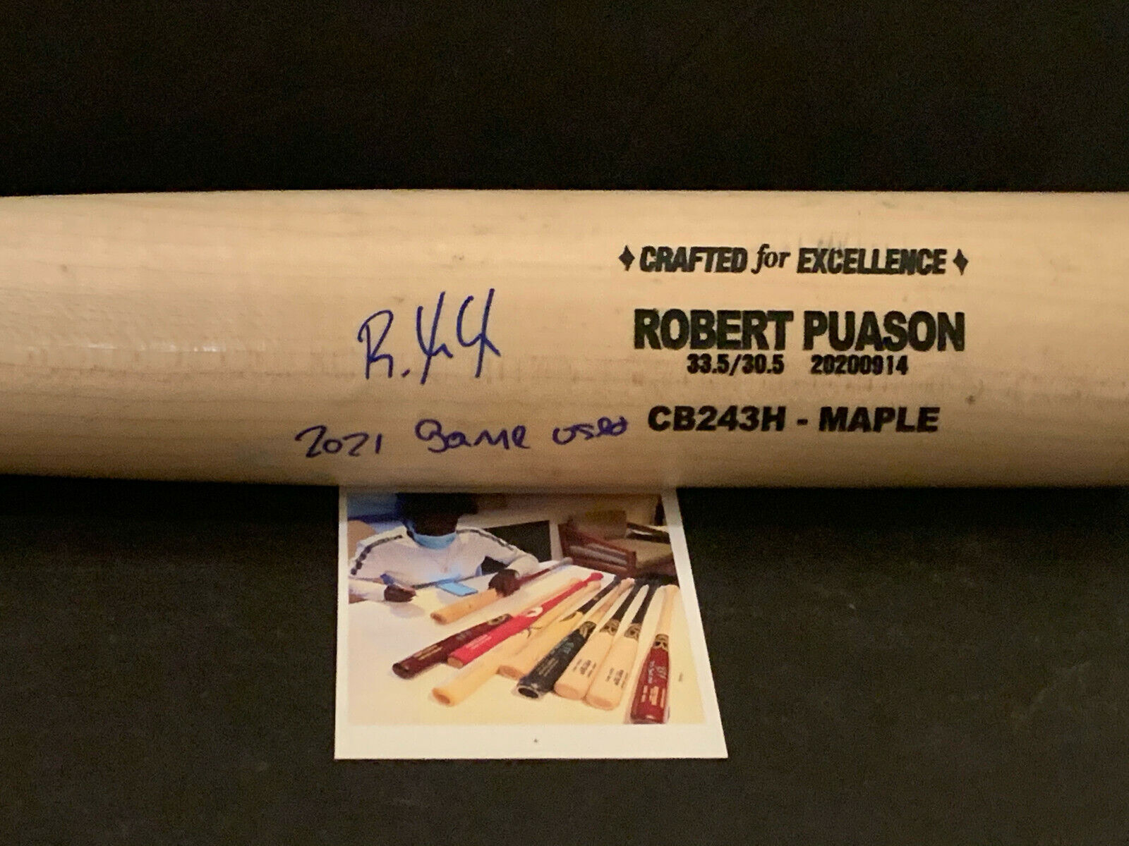 Robert Puason Oakland A\'s Signed Auto 2021 Game Used Bat Cracked