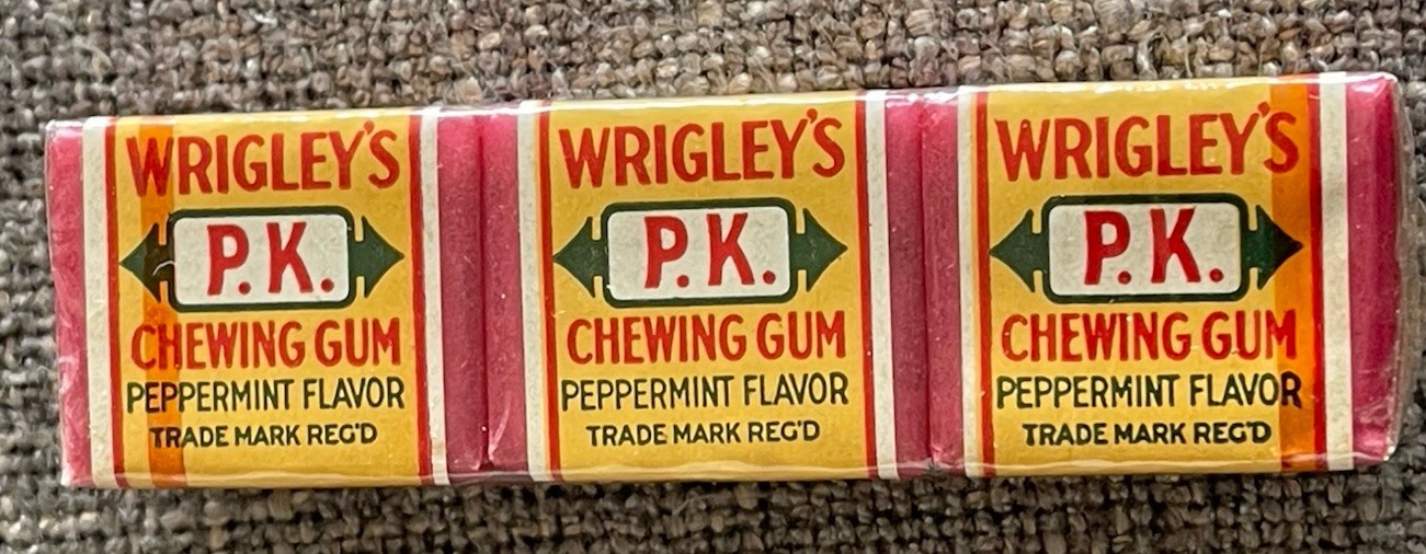 Vintage 1939 WRIGLEY’S P.K. CHICLE GUM Lot of 3 4-Piece Packs Sealed NOS RARE Vintage 1939 WRIGLEY’S P.K. CHICLE GUM Lot of 3 4-Piece Packs Sealed NOS RARE
