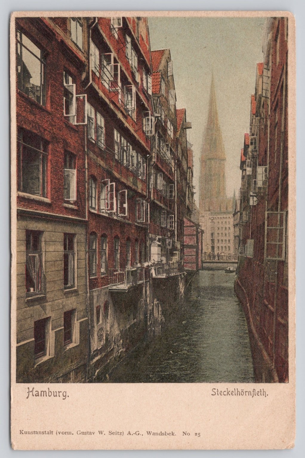 Hamburg Steckelhörnfleth Canal Vintage Postcard Gustav W. Seitz Germany