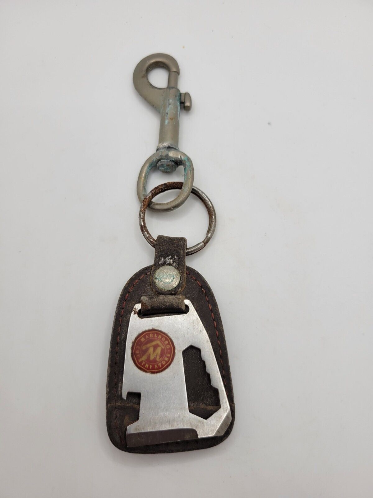 Vintage Marlboro Cigarette Branded 4-Tool Leather Keychain Unique Memorabilia