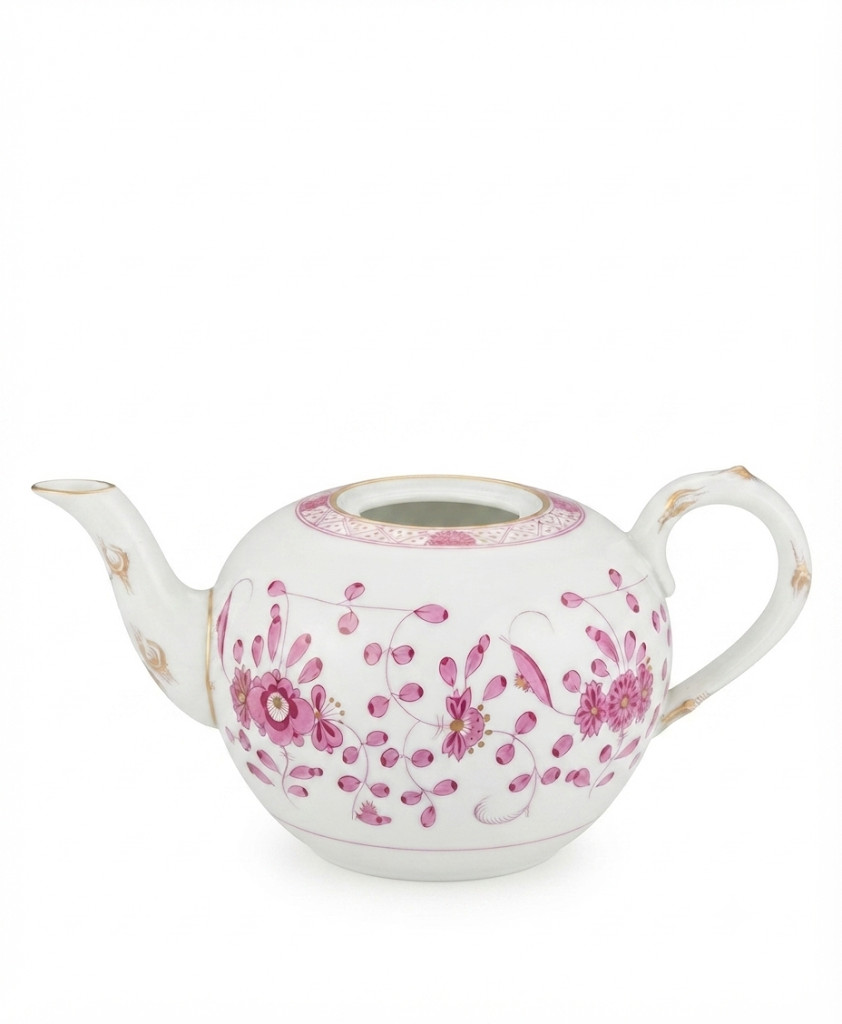 Meissen Rich Pink Floral Porcelain Teapot Body Only No Lid First Quality Meissen Rich Pink Floral Porcelain Teapot Body Only No Lid First Quality