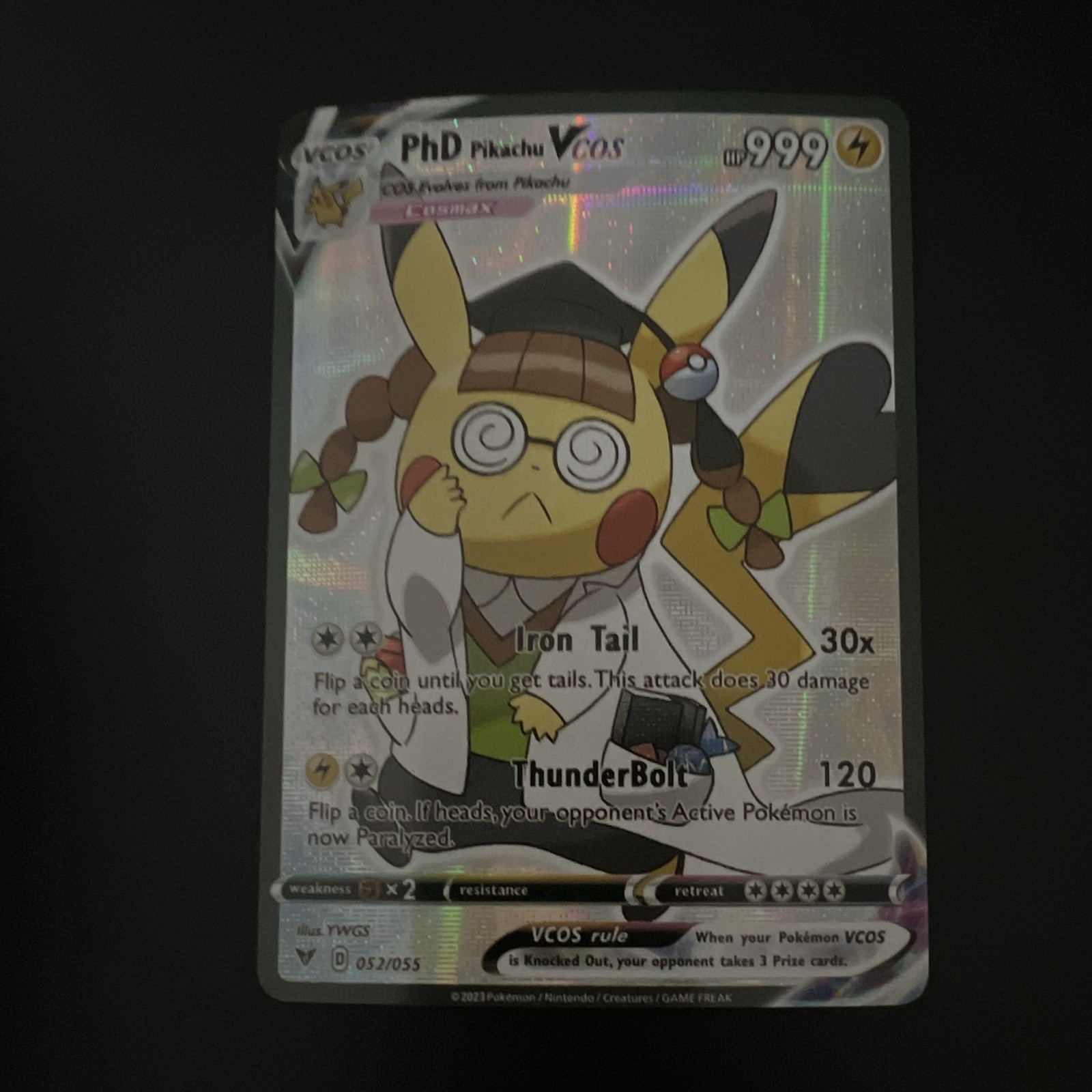 Pokemon CCG PhD Pikachu V SAR Full Art Customs Card China Professor