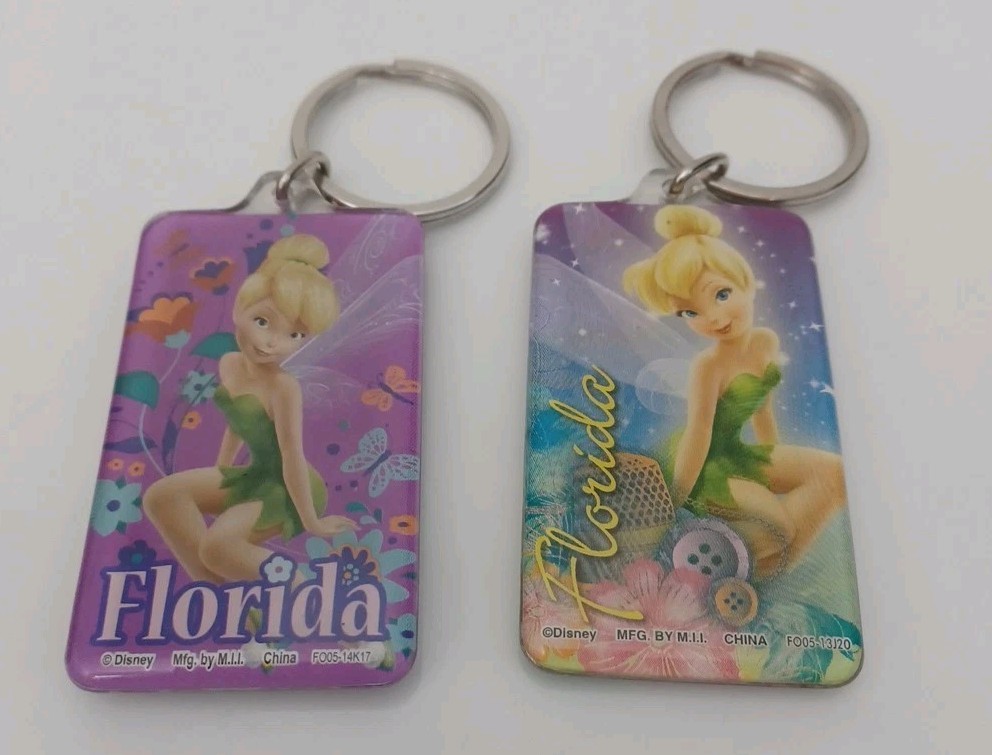 NEW 2 Different Tinkerbell Florida Keychains Key Ring Fob Disney Lot L@@K NEW 2 Different Tinkerbell Florida Keychains Key Ring Fob Disney Lot L@@K
