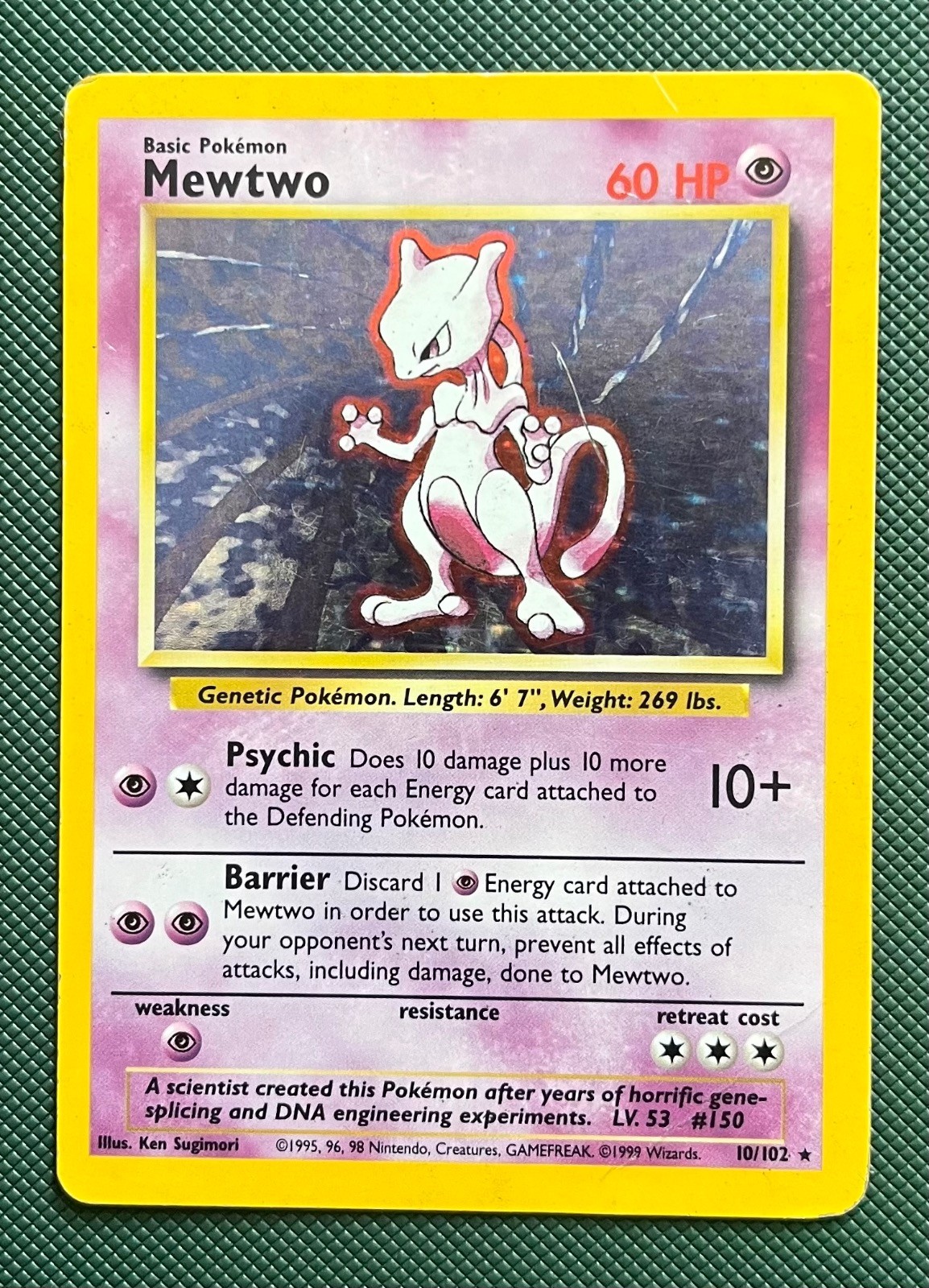 Mewtwo 10/102 Holo Pokemon Base Set Unlimited Heavily Played Mewtwo 10/102 Holo Pokemon Base Set Unlimited Heavily Played