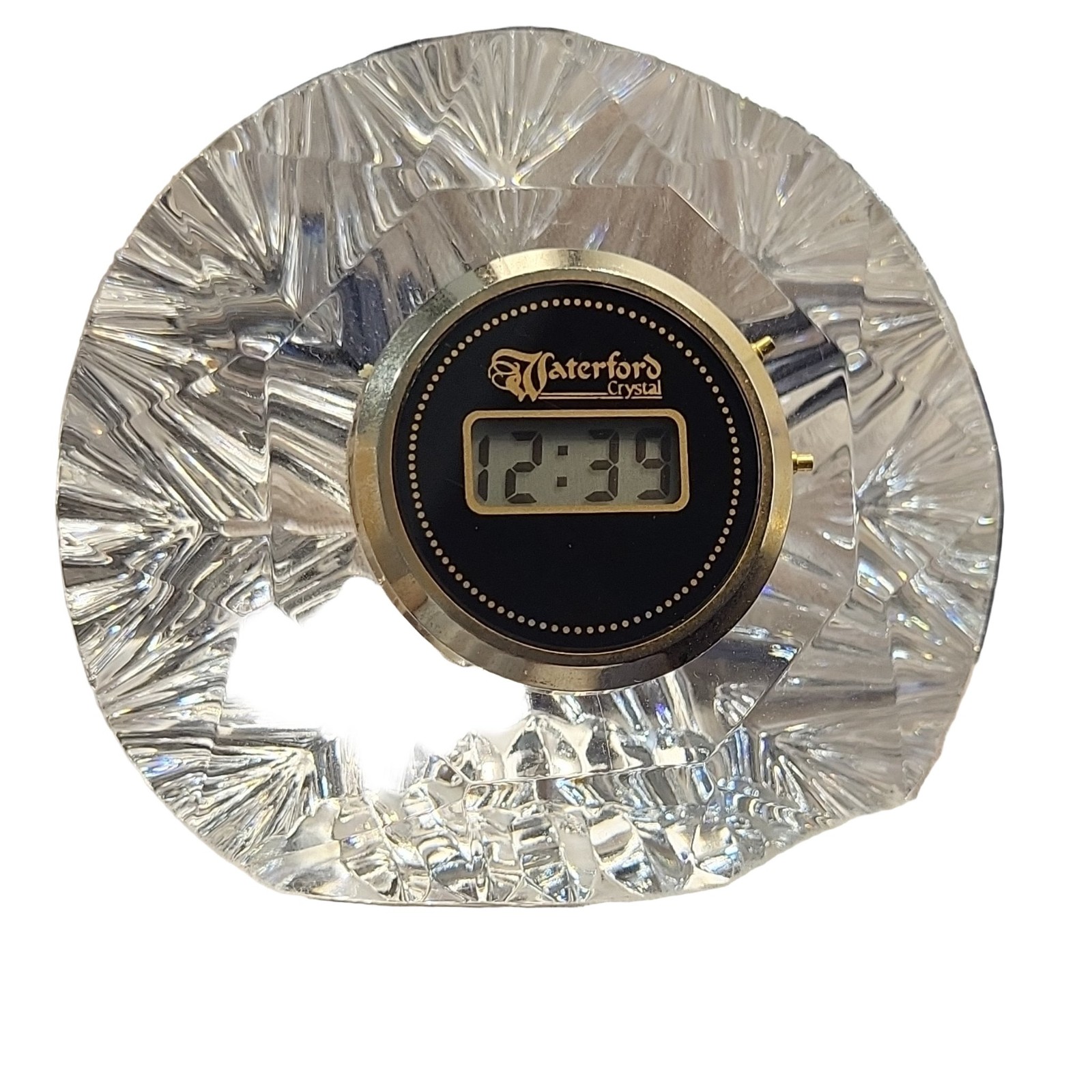 Waterford LISMORE Crystal Digital LCD Battery Desk Clock Ireland Vintage Waterford LISMORE Crystal Digital LCD Battery Desk Clock Ireland Vintage