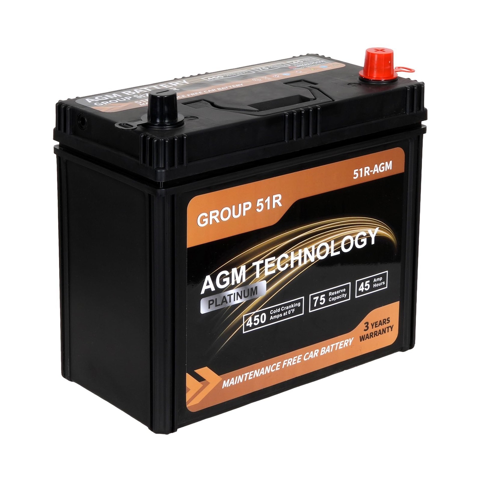 Platinum AGM Car Battery Group Size 51R, 12V 45Ah, 450 CCA, 75 RC, Rechargeab... Platinum AGM Car Battery Group Size 51R, 12V 45Ah, 450 CCA, 75 RC, Rechargeab...