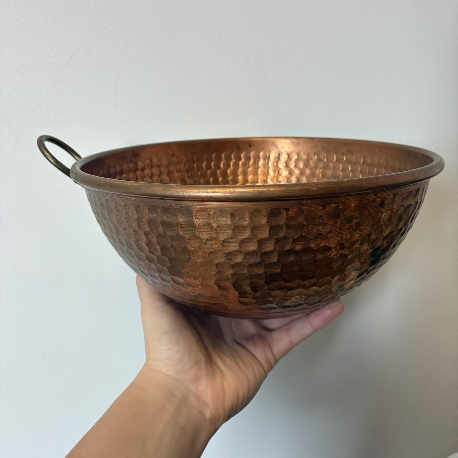 Vintage Hammered Copper Mixing Bowl