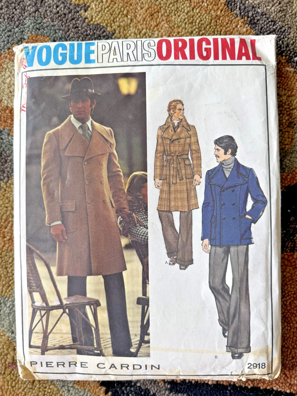 Vintage 70s VOGUE PARIS #2918 Sewing Pattern Men's Coat Size 40 UNCUT FF Vintage 70s VOGUE PARIS #2918 Sewing Pattern Men's Coat Size 40 UNCUT FF