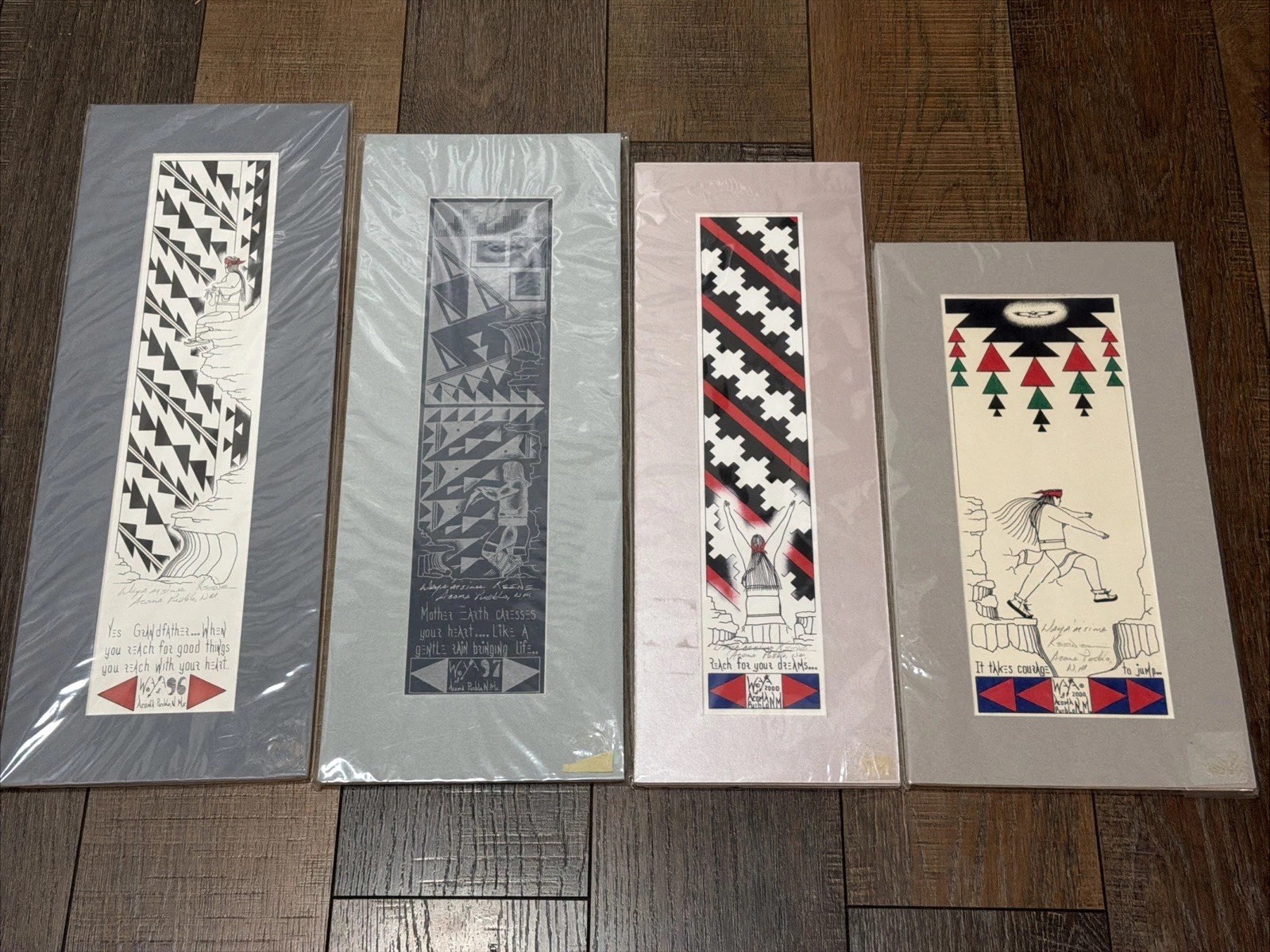 LG SIGNED WAYA GARY KEENE ACOMA PUEBLO ART PRINT Native American Lot Of 4 LG SIGNED WAYA GARY KEENE ACOMA PUEBLO ART PRINT Native American Lot Of 4